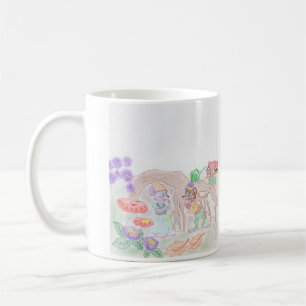 Custom Kids Artwork, zwei niedliche Maus, Blume... Kaffeetasse
