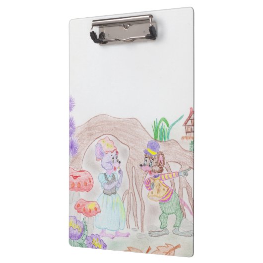 Custom Kids Artwork, zwei niedliche Maus, Blume... Klemmbrett (Links)