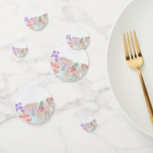 Custom Kids Artwork, zwei niedliche Maus, Blume... Konfetti