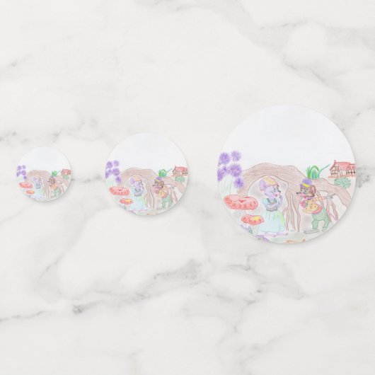 Custom Kids Artwork, zwei niedliche Maus, Blume... Konfetti (Rückseiten)