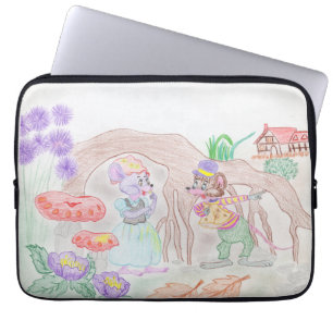 Custom Kids Artwork, zwei niedliche Maus, Blume... Laptopschutzhülle