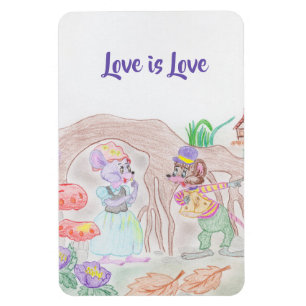 Custom Kids Artwork, zwei niedliche Maus, Blume... Magnet