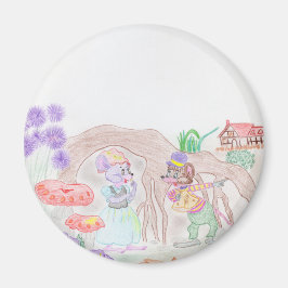 Custom Kids Artwork, zwei niedliche Maus, Blume... Magnet