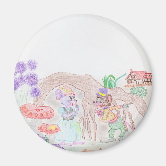 Custom Kids Artwork, zwei niedliche Maus, Blume... Magnet (Vorne)