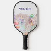 Custom Kids Artwork, zwei niedliche Maus, Blume... Pickleball Schläger (Rückseite)