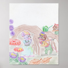 Custom Kids Artwork, zwei niedliche Maus, Blume... Poster