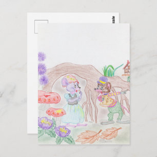 Custom Kids Artwork, zwei niedliche Maus, Blume... Postkarte