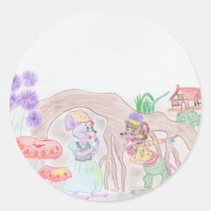 Custom Kids Artwork, zwei niedliche Maus, Blume... Runder Aufkleber