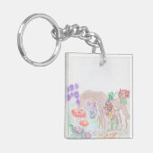 Custom Kids Artwork, zwei niedliche Maus, Blume... Schlüsselanhänger (Vorderseite links)