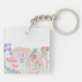 Custom Kids Artwork, zwei niedliche Maus, Blume... Schlüsselanhänger (Rückseite)