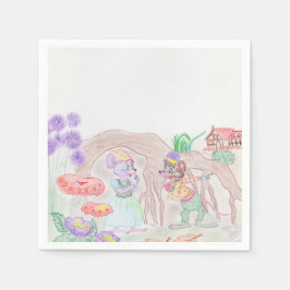 Custom Kids Artwork, zwei niedliche Maus, Blume... Serviette