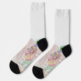 Custom Kids Artwork, zwei niedliche Maus, Blume... Socken