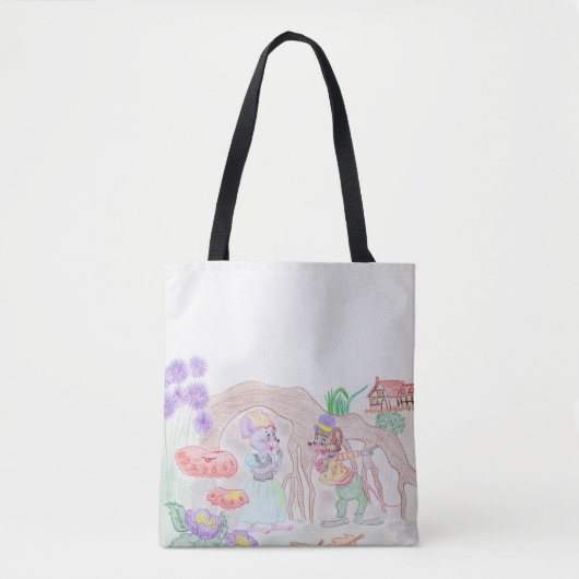 Custom Kids Artwork, zwei niedliche Maus, Blume... Tasche (Vorderseite)