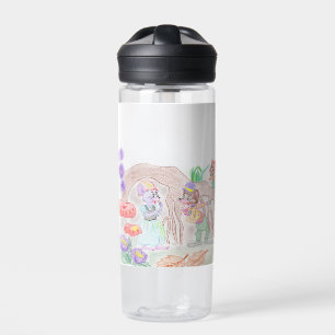 Custom Kids Artwork, zwei niedliche Maus, Blume... Trinkflasche