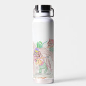 Custom Kids Artwork, zwei niedliche Maus, Blume... Trinkflasche (Rückseite)