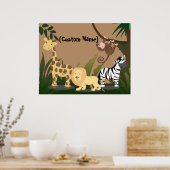 Custom Kids Baby Name JungleZoo Wall Art Poster (Küche)