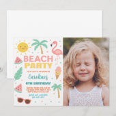 Custom Kids Beach Geburtstag Einladung & Party (Vorne/Hinten)