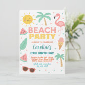 Custom Kids Beach Geburtstag Einladung & Party (Stehend Vorderseite)