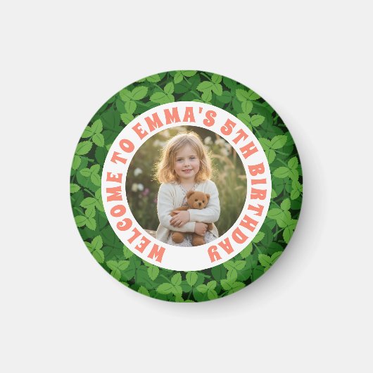 Custom Kids Birthday Round Magnet with Photo (Vorne)
