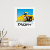Custom Kids Construction Riesenwagen Gelber Digger Poster (Küche)