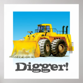 Custom Kids Construction Riesenwagen Gelber Digger Poster
