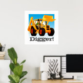 Custom Kids Construction Truck Gelber Digger Poster (Heimbüro)