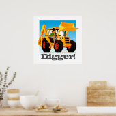 Custom Kids Construction Truck Gelber Digger Poster (Küche)