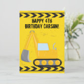Custom Kids Construction Vehicle Happy Birthday Karte (Stehend Vorderseite)