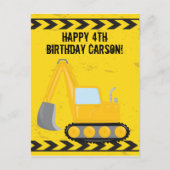 Custom Kids Construction Vehicle Happy Birthday Postkarte (Vorderseite)