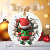 Custom Kids Face Photo Funny Christmas Elf Name Keramik Ornament