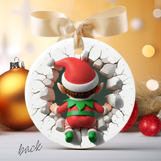 Custom Kids Face Photo Funny Christmas Elf Name Keramik Ornament