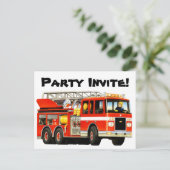 Custom Kids Fire Truck Party laden Einladungspostkarte (Stehend Vorderseite)