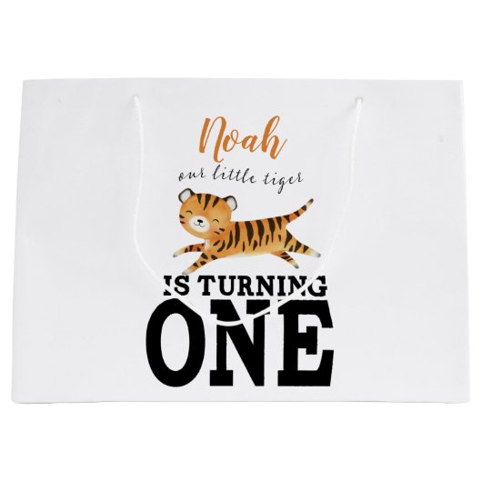 Custom Kids First Birthday Monogram Große Geschenktüte (Vorderseite)