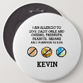 Custom Kids Food Allergy Alert Top Allergy Symbole Button (Vorne & Hinten)