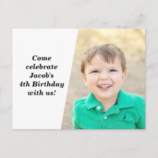 Custom Kids Foto Geburtstagsparty Chic Black Text Einladungspostkarte