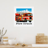 Custom Kid's Giant Red Fire Truck Art Poster (Küche)