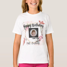 Custom Kids Girl Basic Geburtstag wünscht Textbild T-Shirt