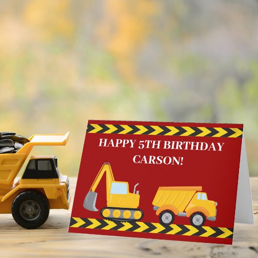 Custom Kids Happy Birthday Red Dump Truck Karte