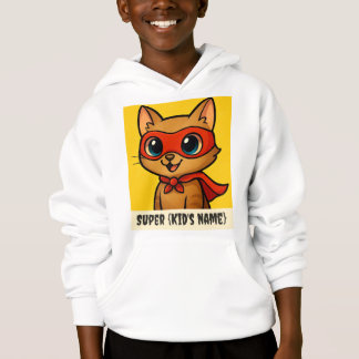 Custom Kids Hoodie - Superhero Cat with Personaliz