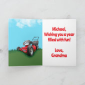 Custom Kid's Lawn Mowing Birthday Karte (Innenseite)