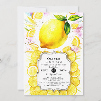 Custom Kids Lemon Birthday Einladung