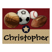 Custom Kids Name All-Star Sportmauer Art Poster (Vorderseite)