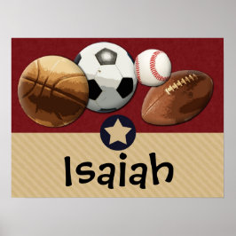 Custom Kids Name Allstar Sports Wall Poster