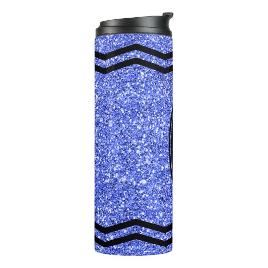 Custom Kids Name Blue Glitzer Crayon Drink Tumbler Thermosbecher (Nach links gedreht)