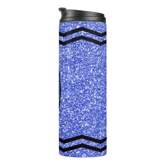 Custom Kids Name Blue Glitzer Crayon Drink Tumbler Thermosbecher (Nach rechts gedreht)