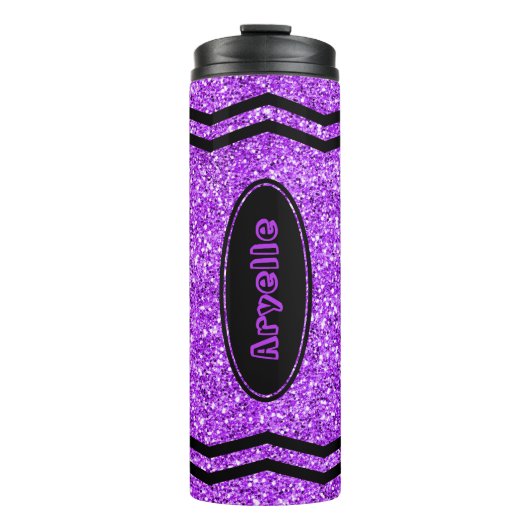 Custom Kids Name Lila Glitzer Crayon Tumbler Thermosbecher (Vorderseite)