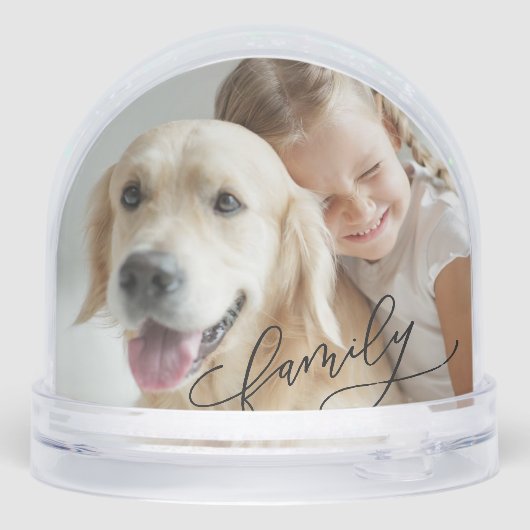 Custom Kids Pet Family Photo Snow Globe Schneekugeln (Rückseite)