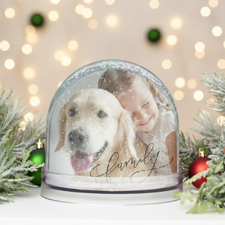 Custom Kids Pet Family Photo Snow Globe Schneekugeln