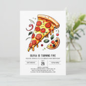 Custom Kids Pizza Birthday Einladung (Stehend Vorderseite)