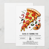 Custom Kids Pizza Birthday Einladung (Vorne/Hinten)